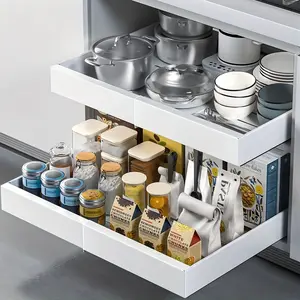 Heavy Duty Pull-Out Cabinet Organizer, Carbon Steel Slide-Out Deep Shelf Drawer, Adjustable Width Under-Shelf Storage for Kitchen Pantry, Bathroom & Closet - Max Load Space Saving Solution