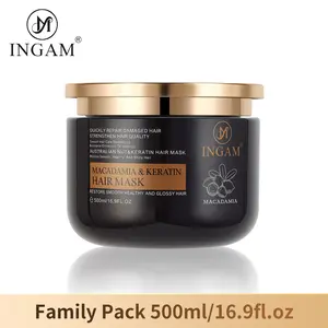 INGAMl Keratin Hair Treatment Deep Repair Conditioning Argan Oil Collagen Hair Mask Essence for Dry Damaged Hair All Hair Types 16.90 oz 500ml