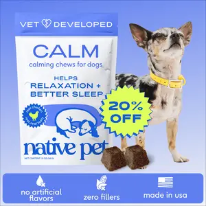 Native Pet Calming Chews for Dogs - Melatonin for Dogs Anxiety Relief - Grain Free All Natural Hemp Calming Treats & L-Theanine Helps Manage Stress & Separation Anxiety - Puppy Sleep Aid