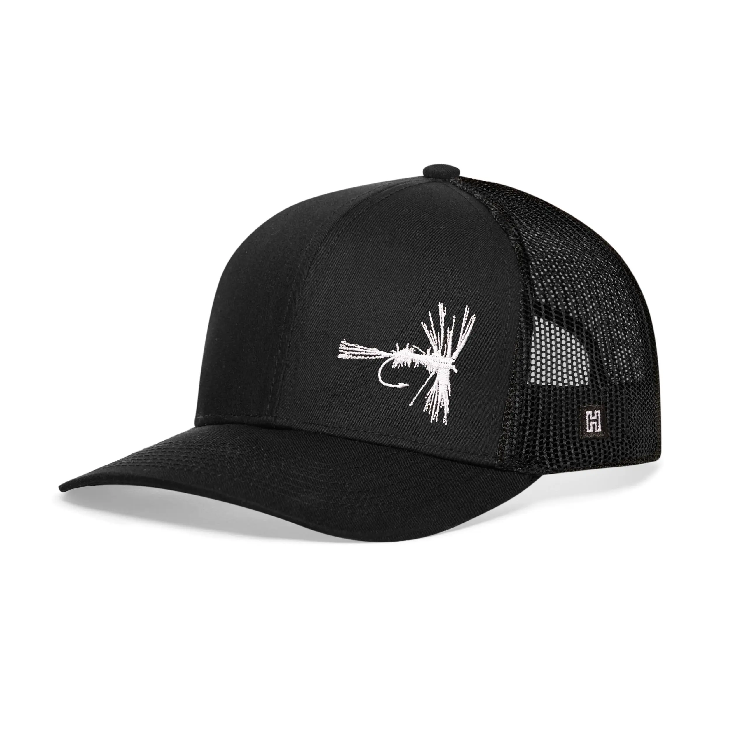 Fly Fishing Trucker Hat  |  Black Fly Fishing Snapback