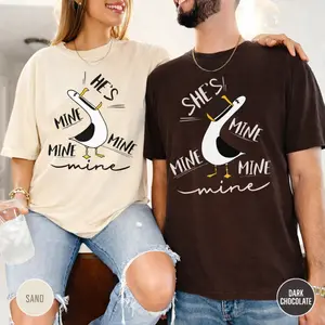 He’s Mine She’s Mine Goose Couple T-Shirt – Funny Matching Couples Shirt, Cute Love Graphic Tee for Boyfriend Girlfriend, Gift Idea