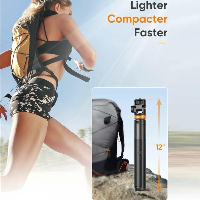 61" Phone Tripod for Live Streaming & Vlog Extendable Selfie Stick with Bluetooth Remote for iPhone Android Professional Grade Nylon 6/6 Aluminum Ring Locks 360° Ball Head