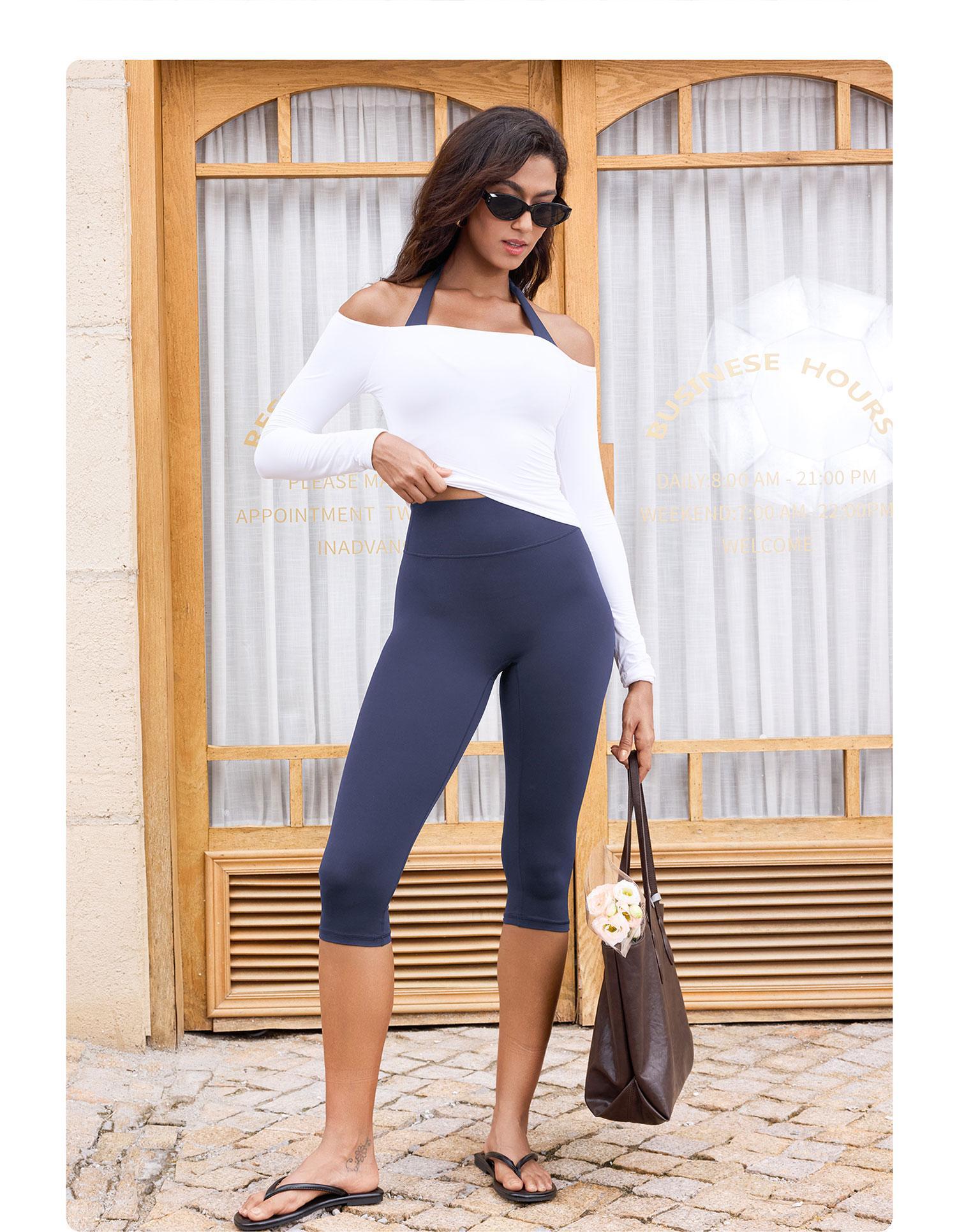 YEOREO Women's 17" High Waisted Workout Capri Leggings - No Front Seam, Hidden Scrunch, Everyday Active for Gym Yoga - Summer Finds, Soho Chic