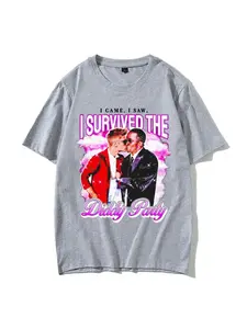 I come I Saw I Survive The P.Diddy Party Fun Meme T-shirt Summer Men's Top Oversized Fashion Casual Hip Hop Street Retro Fun Printed T-shirt Soft Skin friendly Suitable for both Men and Women Four Seasons Universal Couple's Style