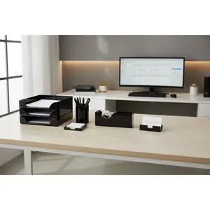 Officemate 5-Piece Black Desk Organizer Set