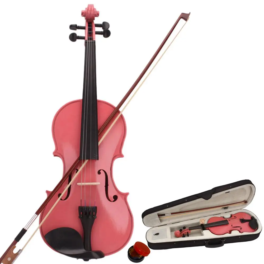 Ktaxon New 4/4 Acoustic Violin Case Bow Rosin Pink