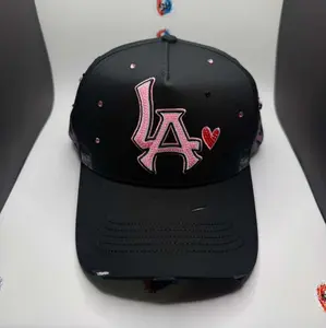 31 hats Black Hats  Cap with Pink Heart