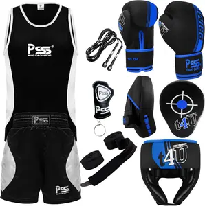 PSS Kids Boxing Set-Boxing Gloves, Uniform, Focus Pad, and Head Guard - Safe, Durable, Lightweight Equipment for Boys/Girls Youth Training, Fitness