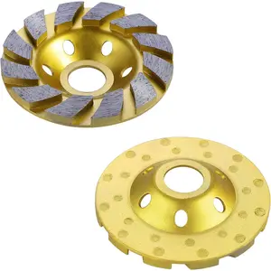 4" Diamond Concrete Grinding Wheel, 12-Segment Concrete Grinding Wheel Disc for Angle Grinder - Polishing & Cleaning Stone, Cement, Marble Surfaces (Yellow)
