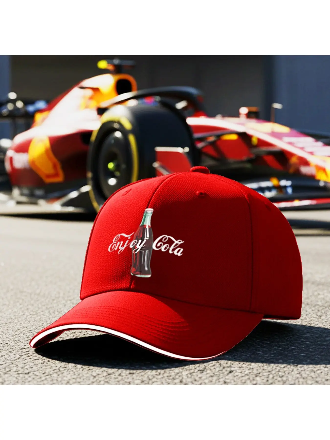 2026New Products 1pc Enjoy Cola Logo Baseball Cap - Lightweight Breathable Polyester Unisex Hat for Football Fans, Everyday Casual and Sports Activities - Cricket Lover Gifts, Cricket Accessories, Fan Merchandise, Sports Headwear, Easy Care Fabrics