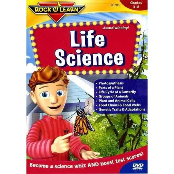 Used Life Science Book with Rock 'N Learn DVD - English, Covers Photosynthesis, Parts of a Plant, Plant and Animal Cells