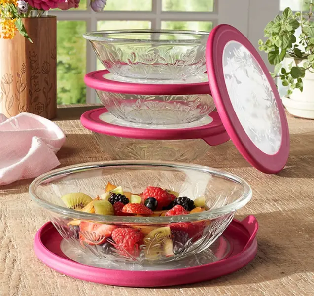 Wildflower Tableware Pasta Bowls with Lid Set - Dish with Lid, Food Storage Bowl for Serving