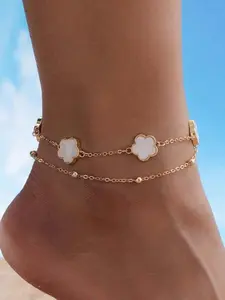 Flower Design Anklet for Women, Fashion Jewelry for Party, Daily Clothing Decor, Trendy All-match & Exquisite Jewelry for Birthday Gift, Elegant Fashion Accessories