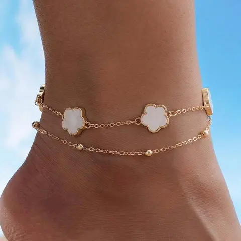 Flower Design Boho Anklet for Women, Fashion Jewelry for Party, Daily Clothing Decor, Trendy All-match & Exquisite Jewelry for Birthday Gift, Elegant Fashion Accessories, Chain, Elegant Accessory, Fashionable Accessory