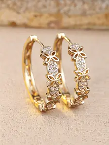 Cute Female Rainbow Synthetic Crystal Zirconia Flower Hoop Earrings For Women Butterfly Design Gold Color Wedding Jewelry Valentine's Day Gift