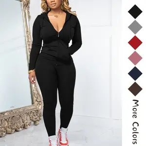 Women Two Piece Outfits Workout Sets Bodycon Tracksuit Long Sleeve Zip Up Hoodie Jacket Jogger Matching Sweat Pants Set Can be used with raincoat