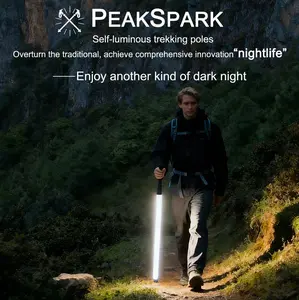 Laser Saber Style Trekking Poles - Non-Foldable Built-in LED Light Strip Hiking Sticks, Adjustable Waterproof Aircraft Aluminum with Anti-Slip Grip, Photo Ready for Night Hiking Camping Emergency Safety TikTok Shots