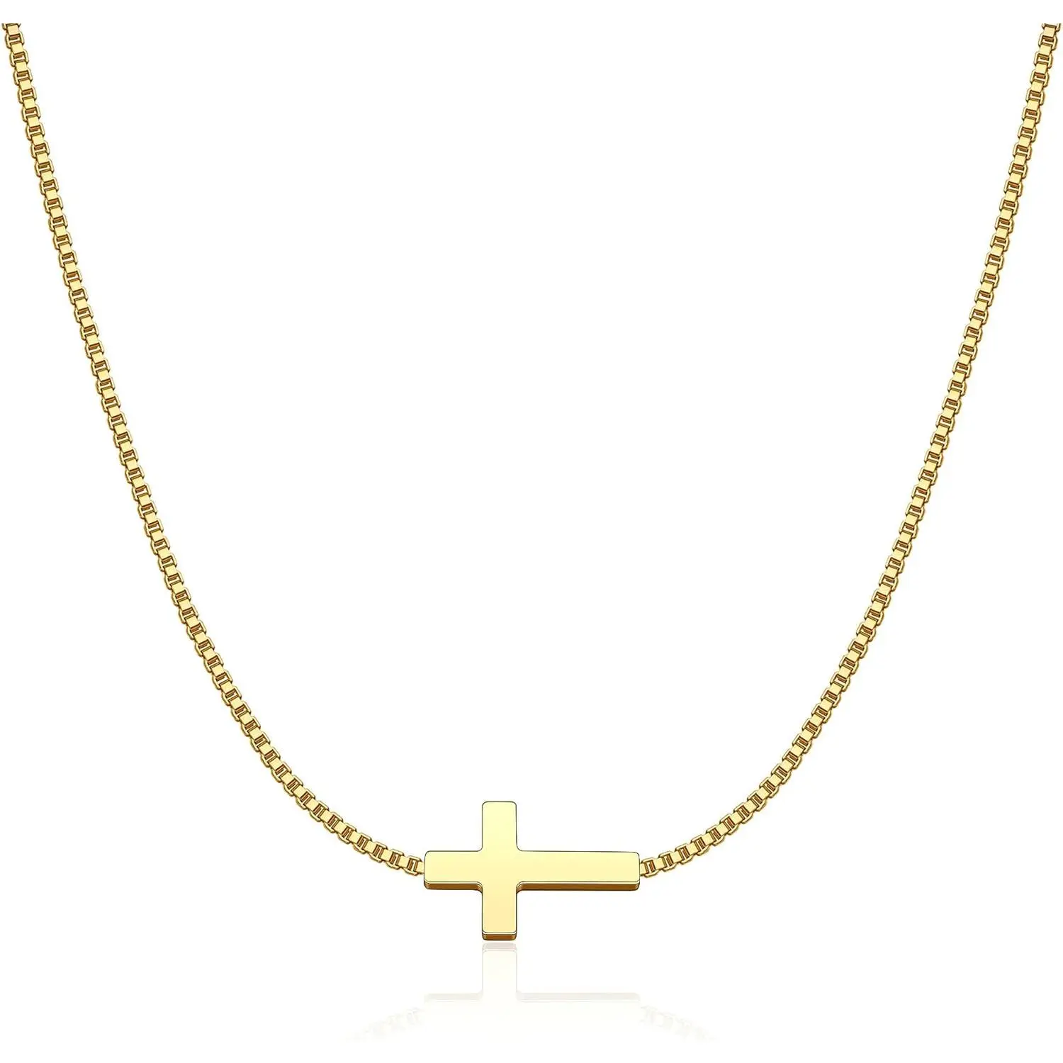 Cross Necklace for Women 14K Gold Silver Plated Dainty Small Cross Pendant Choker Simple Trendy Cute Cross Charm Chain Necklace Easter Basket Stuffers Baptism Religious Faith Jewelry Gift