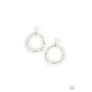 Ocean Surf - White Seed Bead and Shell Silver Circle Earrings - Paparazzi