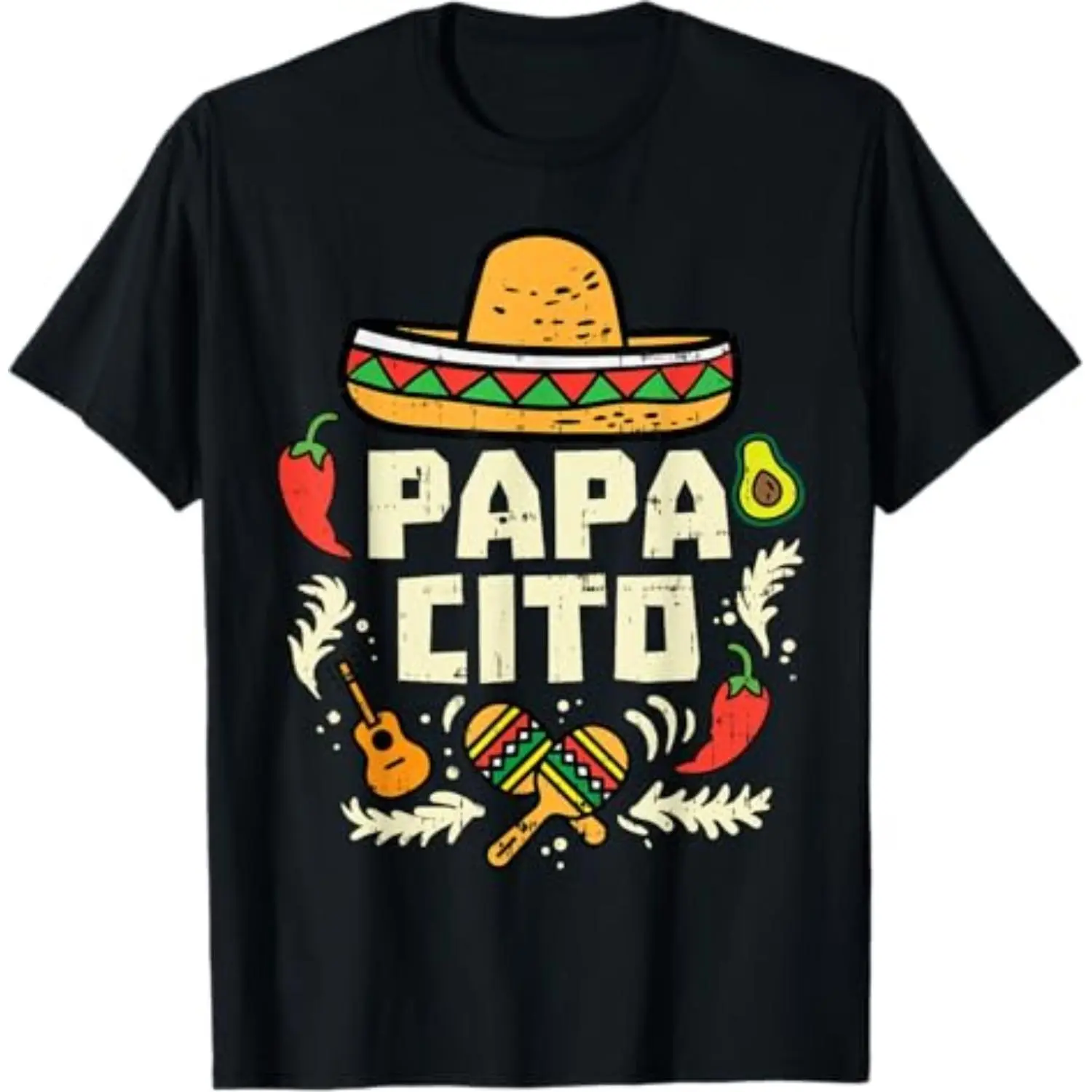 Women's Cotton Knit Shortsleeve Fitted Round Neck T-Shirt - Summer 5 De Mayo Mexican Papacito Couple Family Themed Print Streetwear Cotton Fabric Top