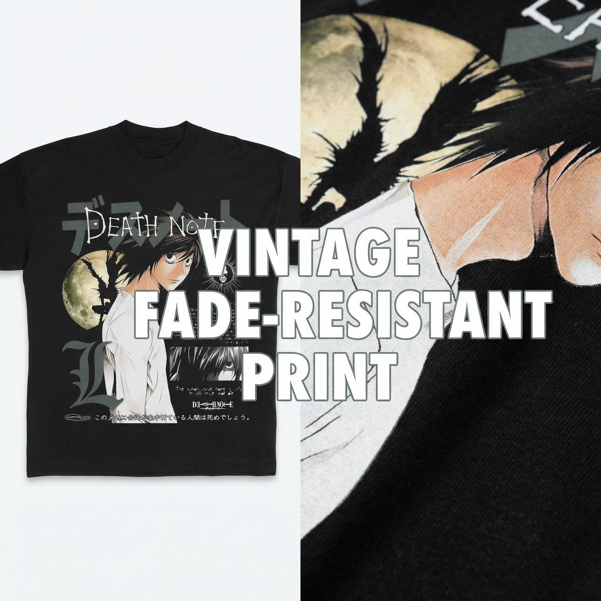 Kira Anime T-Shirt, Death Note Light Yagami Graphic Tee, Manga Fan Shirt Sports T-shirt Sports T-shirt, regular fit, casual and stylish T-shirt, suitable for everyday wear, a men's top suitable for all seasons.
