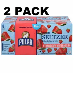Polar Strawberry Watermelon Flavored Seltzer Water Cans 12 fl oz 8 pk Naturally Calorie-Free Vegan Gluten-Free No Sweeteners