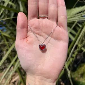 SILVER Heart Necklace Carnelian Necklace for Women, Red Heart Pendant Necklace Heart Jewelry as Mother's Day Gifts, Red Stone Love Necklaces as Anniversary Birthday Gifts for Her