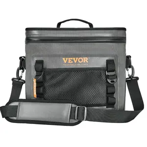 VEVOR Soft Cooler Bag, 16 Cans Soft Sided Cooler Bag Leakproof with Zipper, Waterproof Soft Cooler Insulated Bag, Lightweight Portable Collapsible Cooler for Beach, Hiking, Picnic, Camping, Travel