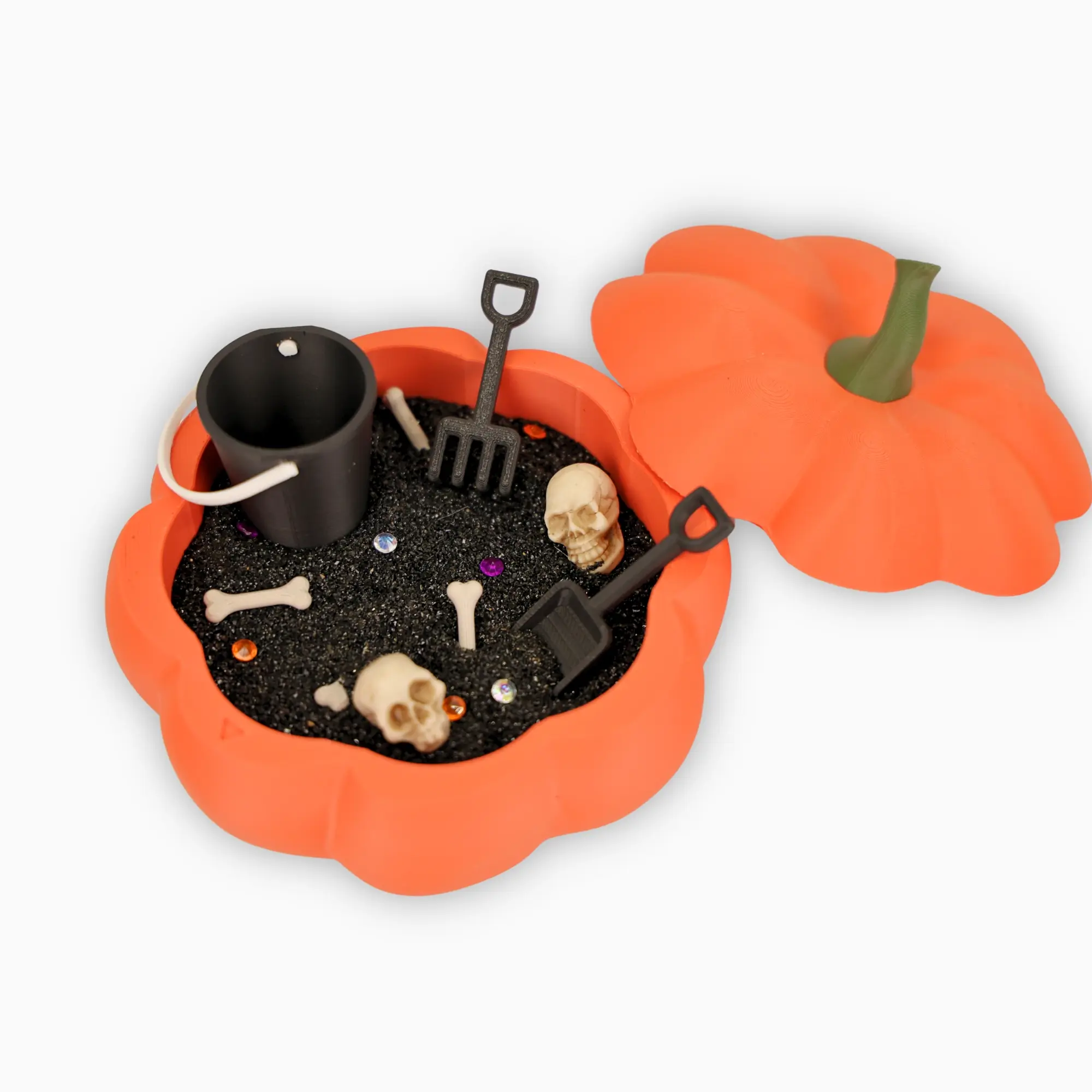Spooky Halloween Mini Pumpkin Sandbox Zen Garden - Office & Home Decor, Miniature Collectible Gift