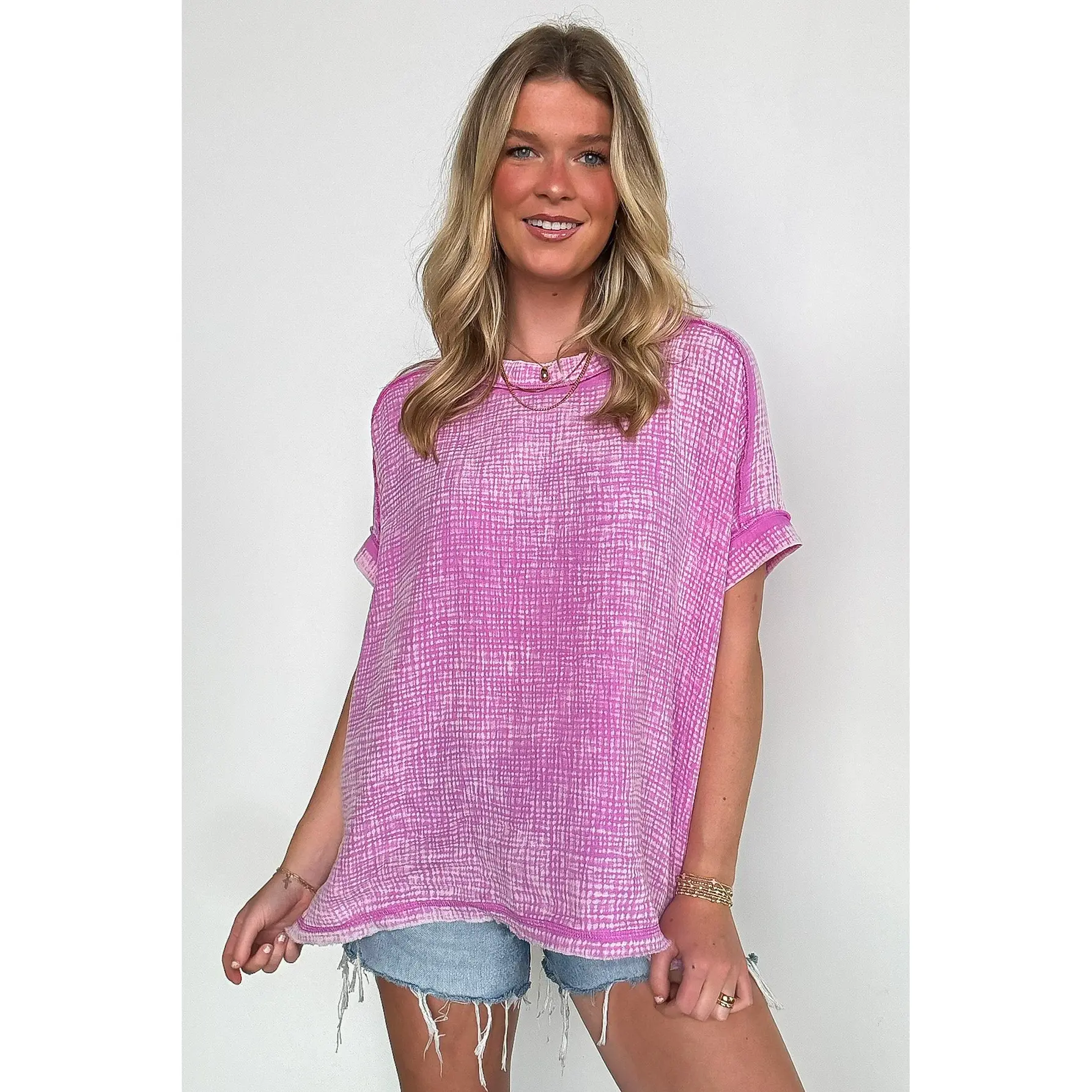 Ashton Acid Wash Double Gauze Top