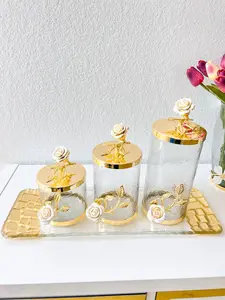 Gold Rose Flower Canister