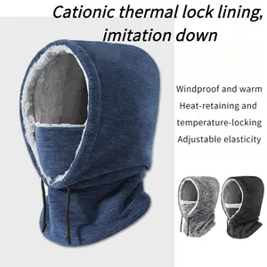 Thermal Hat and Hood for Men, Winter Neck Warmer Combined Hat, Outdoor Cycling and Skiing Face Mask, Rabbit Fur Cold-Resistant Pullover Hat