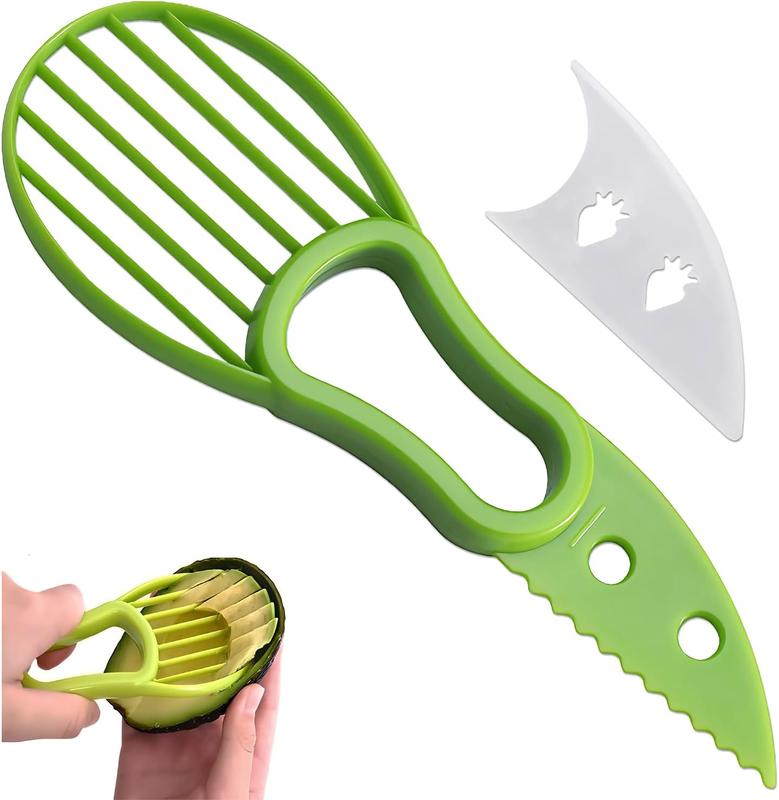3-in-1 Avocado Slicer Shea Corer Butter Fruit Peeler Cutter Pulp Separator Plastic Knife Kitchen Vegetable Tools Home Accessory.