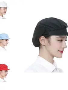 Women's Kitchen Chef Hat with Brim, Work Cap, Hair Net, Anti-Fall Dustproof, Home Cooking Food Baking Headwear