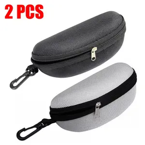 2PCS Portable Eye Glasses Case Sunglasses Protector Box Belt Clip Hard Zipper