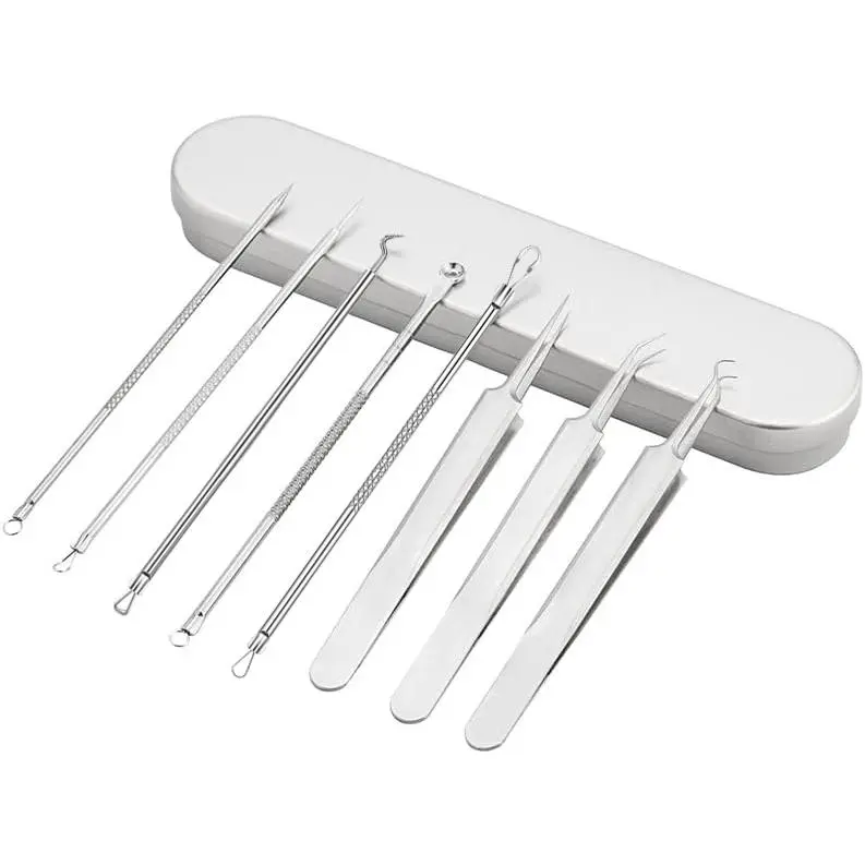 8PCS Stainless Steel Facial Care Tool Set, Precision Skincare Tools with Storage Case, Beauty Accessories for Daily Pore Care Routine