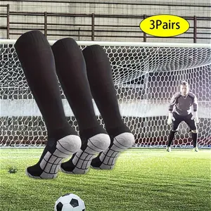 3 Pairs Adult Long Knee Training Socks Team Sport Knee High Socks Soccer Socks for Youth Beauty & Personal Care