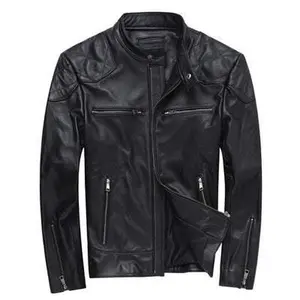 Stand-up collar leather leather jacket