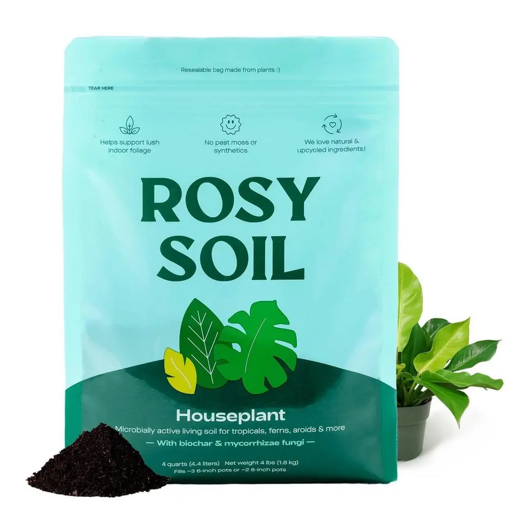 ROSY SOIL Organic 4/8 qt. Living Soil Houseplant Potting Mix for Tropicals, Ferns and More (1-Pack)