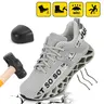 Men's Metal Toe Work & Safety Shoes - Non-Slip Wear-Resist Sole, Cushioned Mesh Fabric Upper, Round Toe, Business & Industrial Construction Footwear