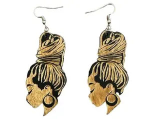 Loc Top Bun Girl Wood Earrings Real Wooden Stylish Earrings