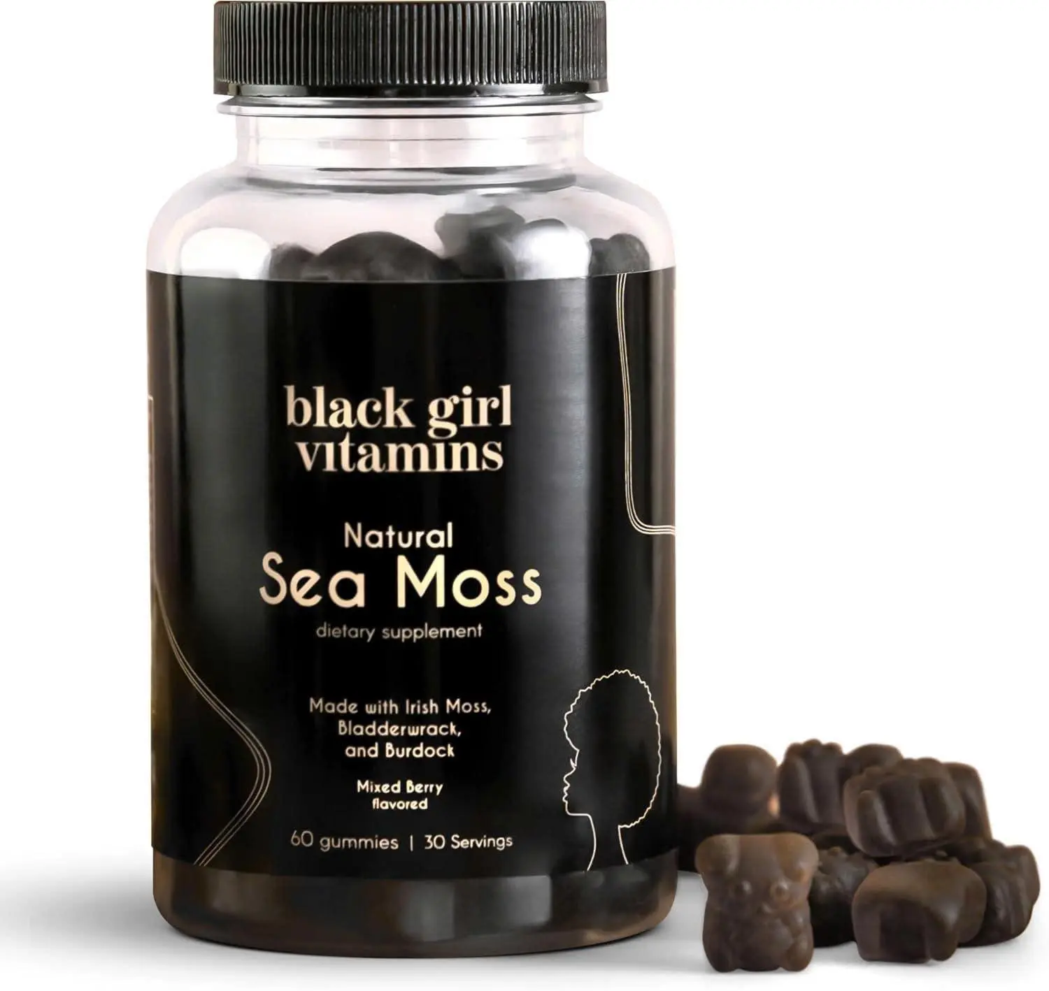 🔥 HOT SALE 51% OFF | Black Girl Vitamins - Irish Sea Moss Gummies - SeaMoss + Bladderwrack & Burdock - 92 Minerals for Thyroid, Metabolism, and Immunity - Vegan, Gluten-Free, Halal (Mixed Berry, 30 Day Supply)