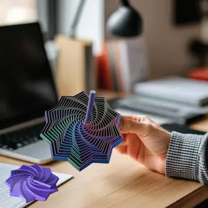 3D Printed Spiral Radish Tower Fidget Spinner with Handle, Multifaceted Gyroscope, Stress Relief and Anxiety Reduction Toy