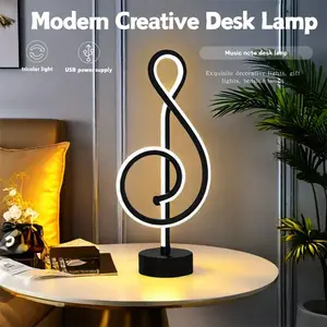 Unique Note LED Table Lamp, Three-Color Adjustable Lighting, USB Powered with Button Control, Perfect for Home Office Decor