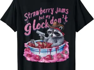 Funny Raccoon Graphic T-Shirt – Strawberry Jam Design