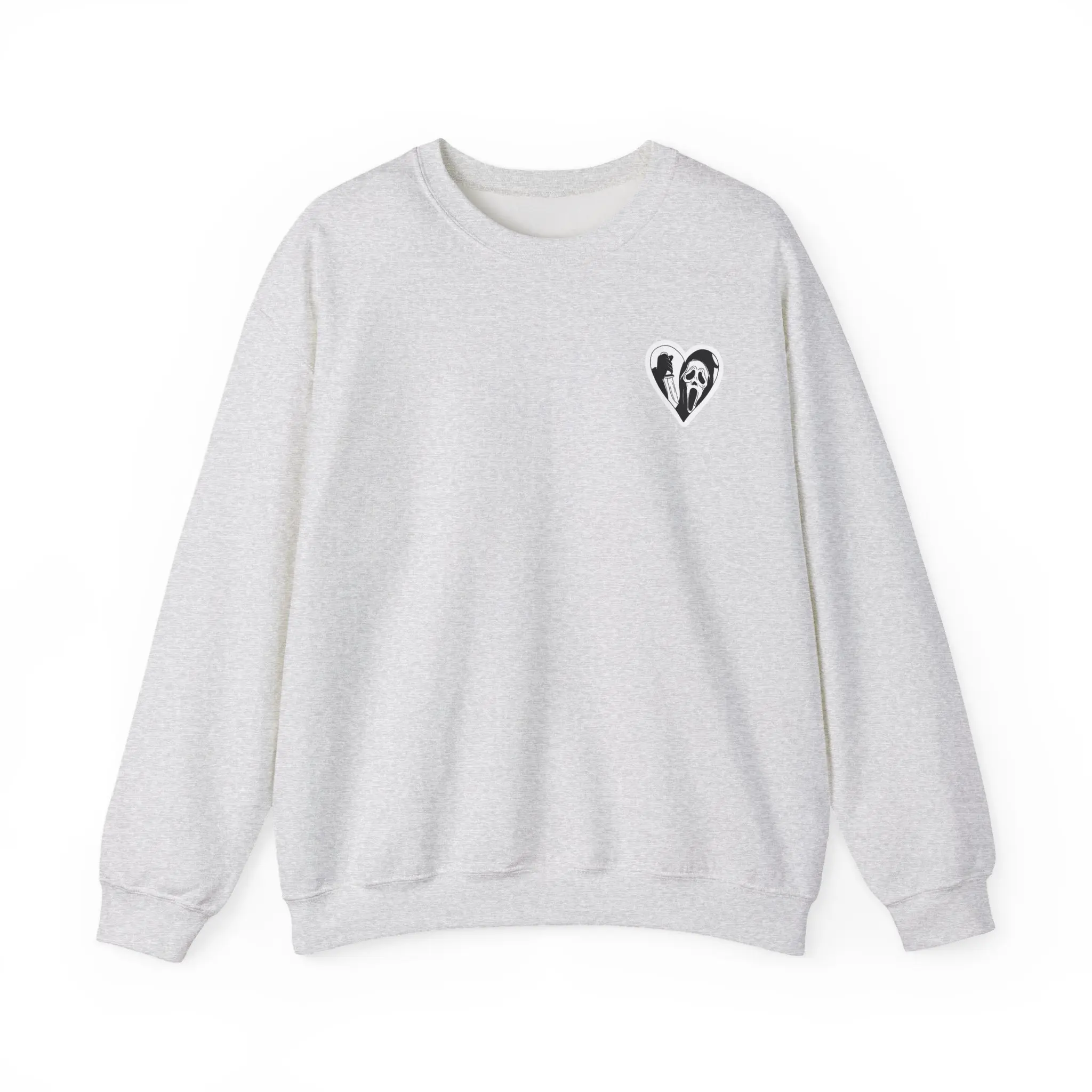 Ghostface Unisex Heavy Blend Sweatshirt Spooky Halloween Crewneck Horror Movie Merch Cozy Fall Sweatshirt Gift for Scary Movie Fans Casual Knit Soft Womenswear