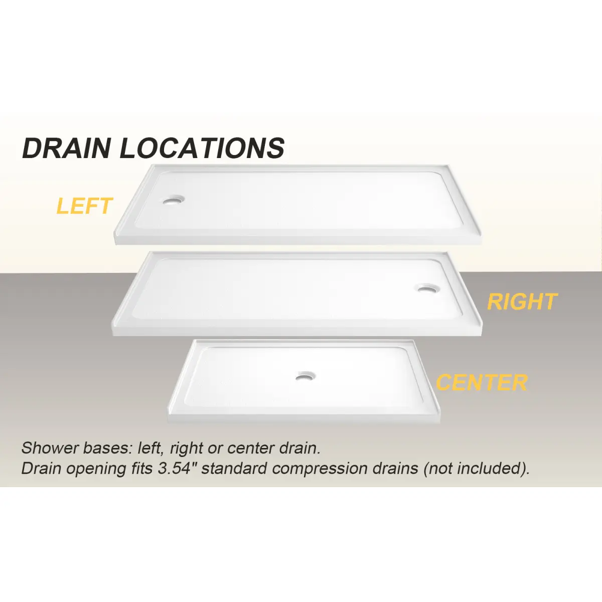 Acrylic Indoor Gloss White Bathroom Shower Base, 32 in.d x 60 in.w x 2.95 in.h, CUPC Certified, Single Threshold, 3-Wall Alcove Fit, Right Drain, 3.5 in. Standard Drain Opening, Direct to Studs, Durable, Quick Installation, Rigid Panel No-Flex Shower Pan,