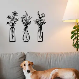 Flower Vase Pattern Metal Wall Art, 3 Counts/set Modern Wall Decor, Wall Hanging Decor for Home Living Room Bedroom Study Room, Ornaments