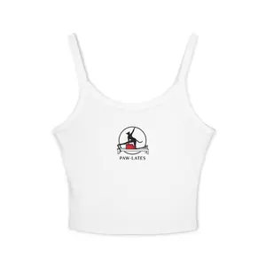 Paw-lates Cat Pilates Reformer Crop Top Yoga silhouette tank top | Pilates pet workout White Tank casual comfy cami slim sleeveless top Womens y2k tight-fitting