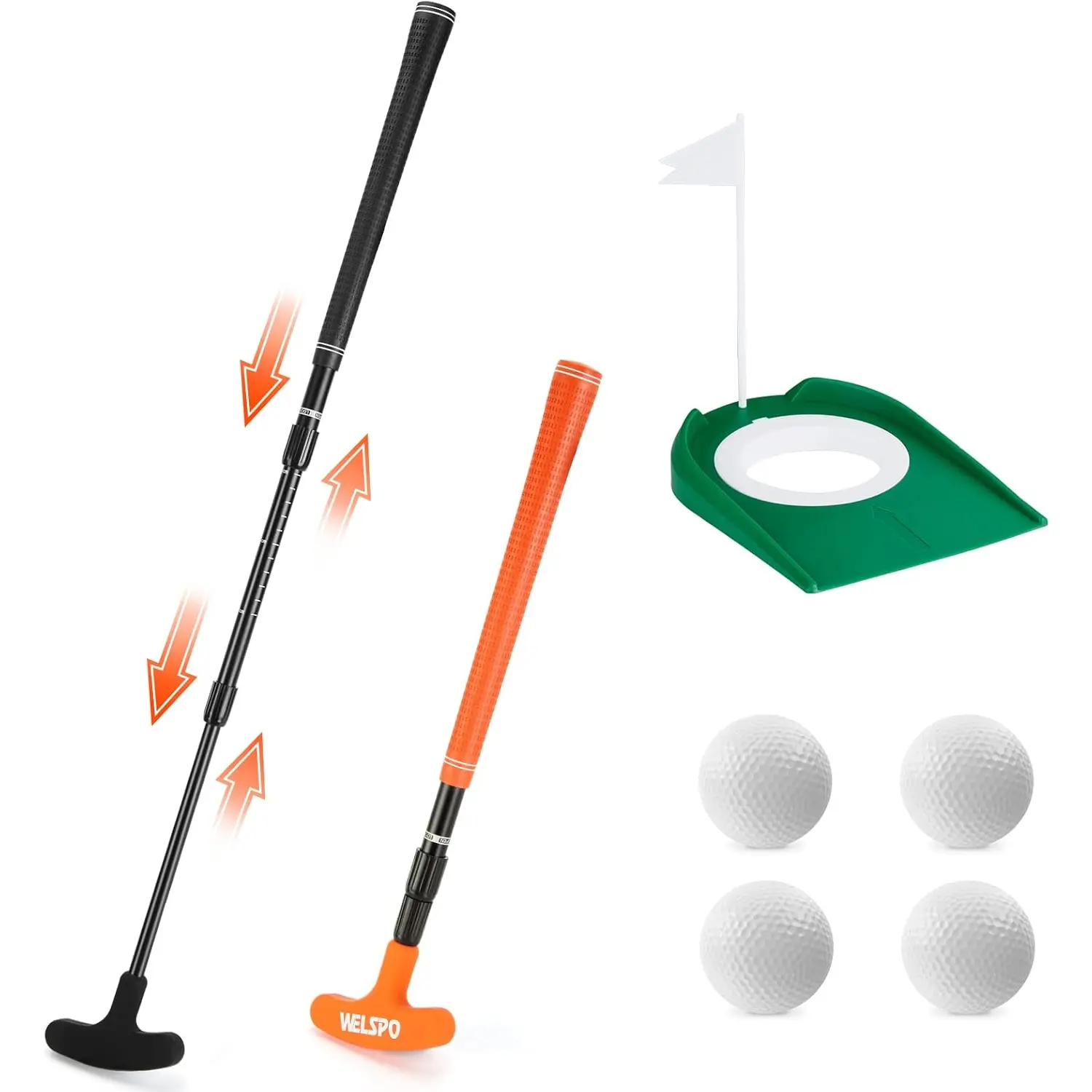Golf Putters for Men and Women Two-Way  Putter Mini Golf Putter with 2 Golf Putters, 4 Golf Balls for Right or Left Handed, Adjustable Length Golf Putter for , Teenagers and Adults